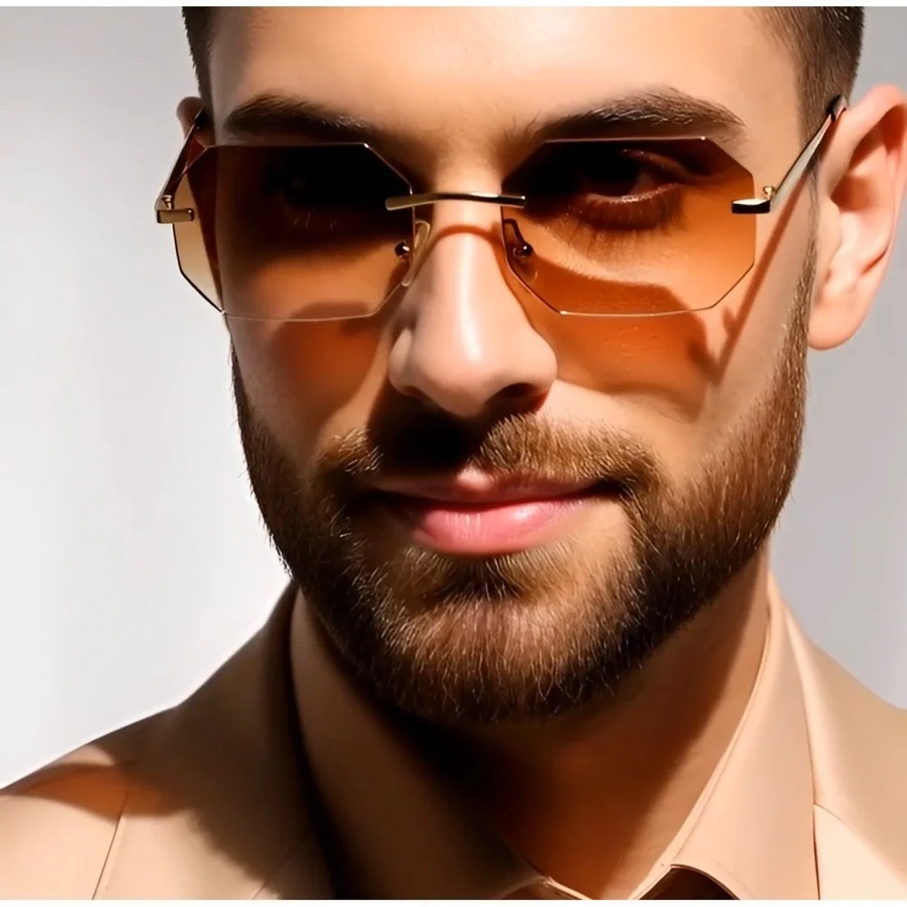 Sophisticated Sunglasses Gradient Tea Lenses Gold Frame Men Fashion Stylish 2026